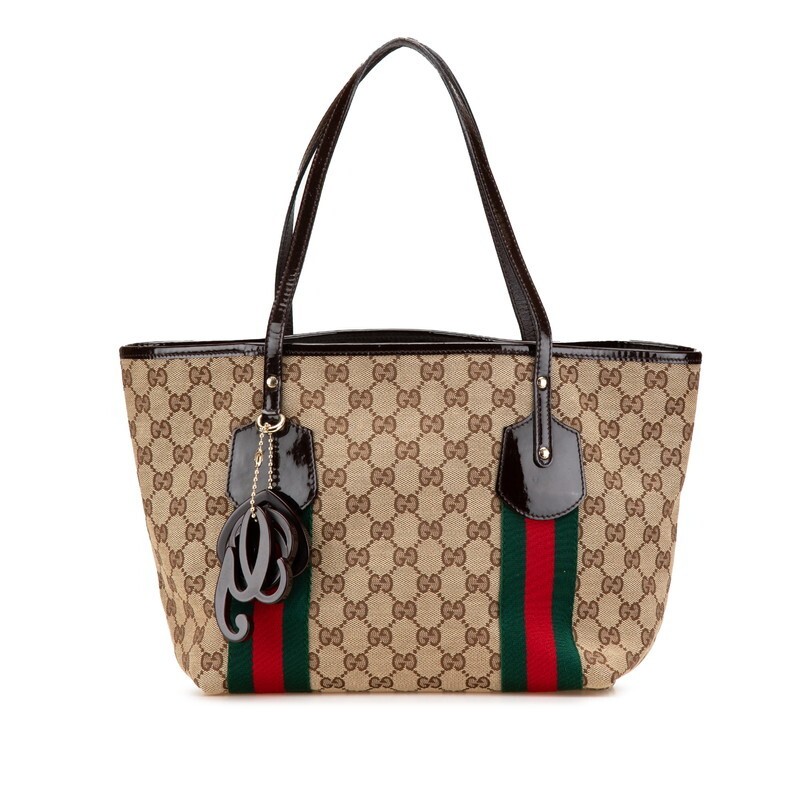 GUCCI GG Canvas Sherry Line Tote Bag with Enamel Detail 211971 638929