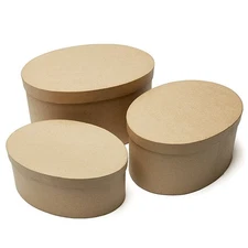 Set of 3 Factory Direct Craft Handcrafted Paper Mache Oval Nested Boxes