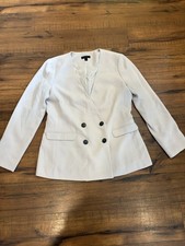 J CREW light gray French Girl collarless double-breasted blazer Women s 10p
