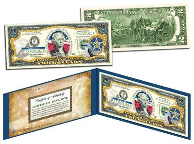 OKLAHOMA Statehood $2 Two-Dollar Colorized U.S. Bill OK State *Legal Tender*