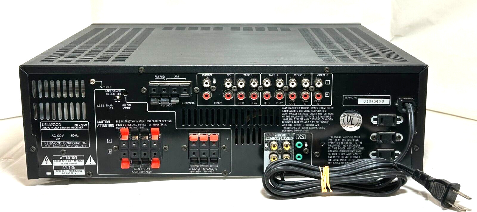 Kenwood KRV7050 A/V Dolby ProLogic Stereo Receiver Tested = Works