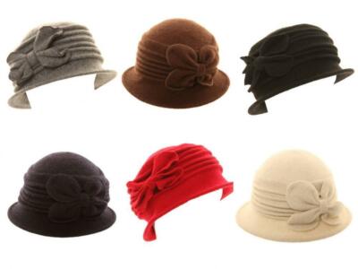 Elegant Ladies 100% wool Cloche flower ribbon hat YOLAI Women main image 4