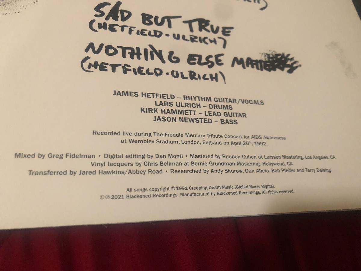 Metallica Live At Wembley Stadium Freddie Tribute 4/20/1992 Vinyl