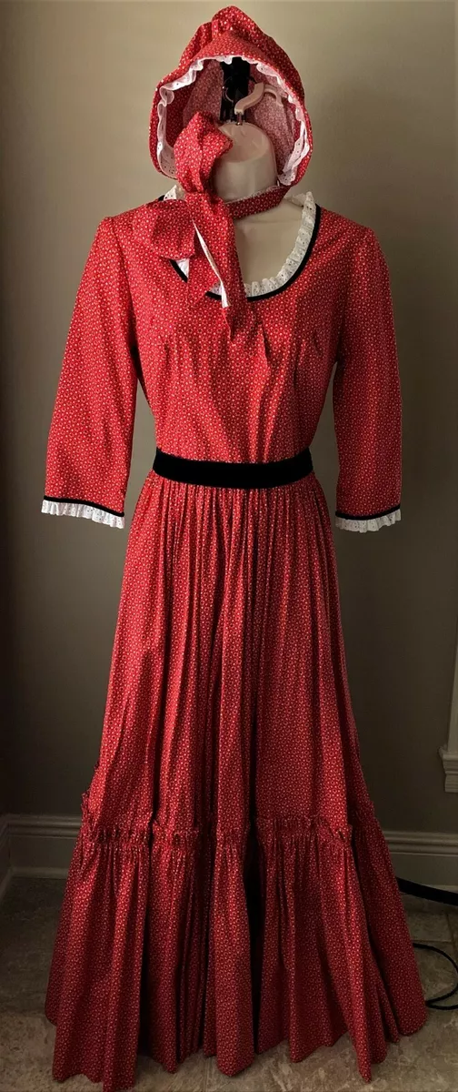 Womens Custom Made PIONEER PRAIRIE DRESS BONNET COSTUME Long 2pc COTTON PRINT