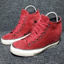 Converse All Star Lux Hidden Wedge Womens 8 Red Suede Shoes 550671C Chuck Taylor
