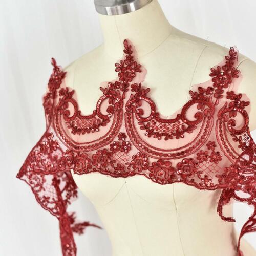 24CM*1 Yard Delicate Embroidered Flower Sequin Lace trim Wedding/sewing/Dress - Picture 16 of 23