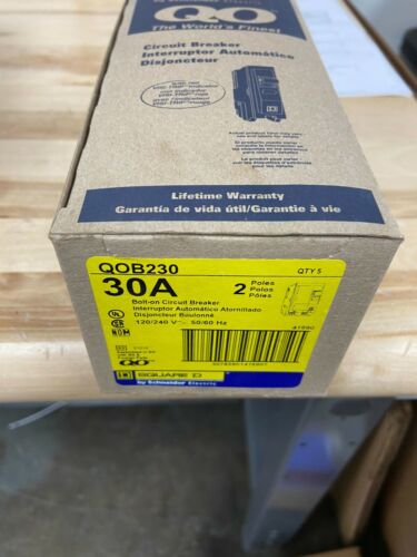 *NEW* Square D QOB230 30 Amp 2 Pole Circuit Breaker- LOT OF 5 - Picture 1 of 4