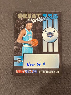 2020-21 NBA Hoops VERNON CAREY JR Great Significance Rookie Auto Hornets  Duke