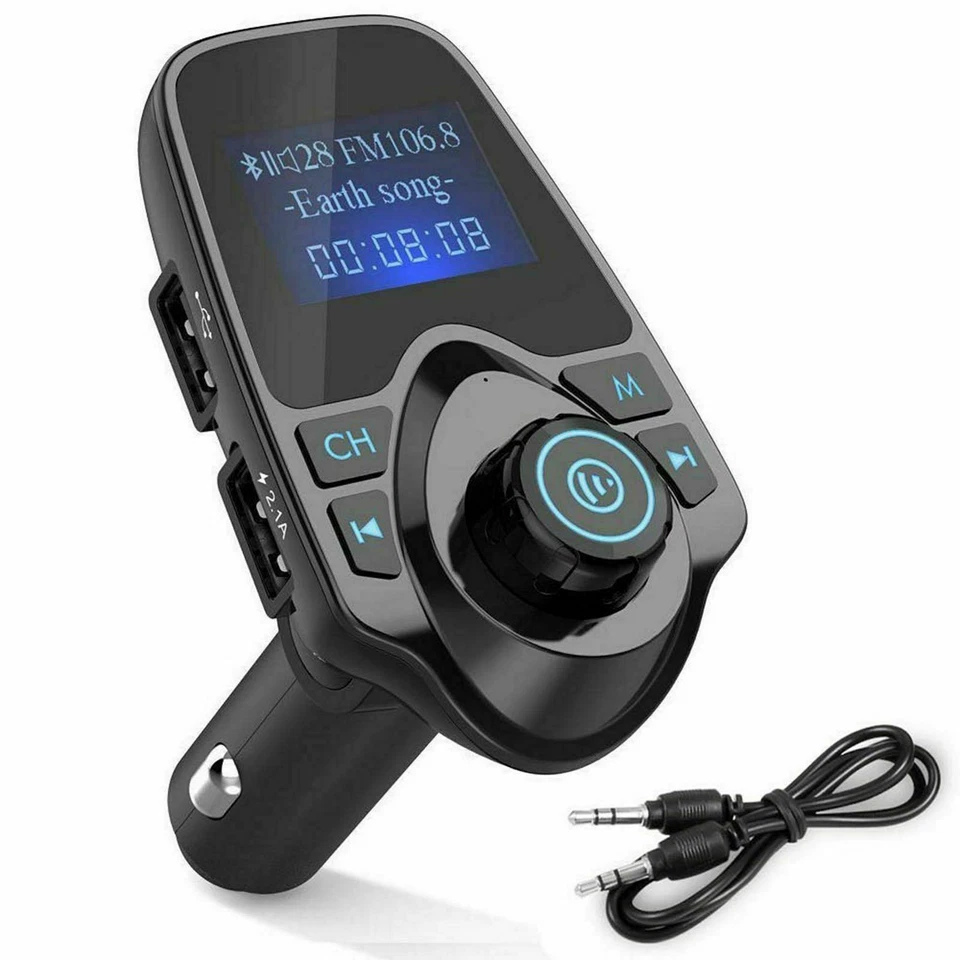 Bluetooth Car Kit FM Transmitter MP3 Player Dual USB Charger Wireless Radio AUX - Image 2 of 4