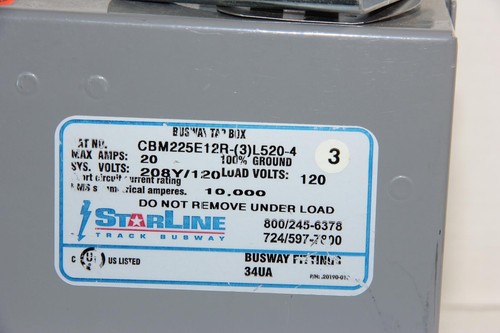 STARLINE CBM225E12R-(3)L520-4 20A Busway Tap Box - Picture 3 of 3