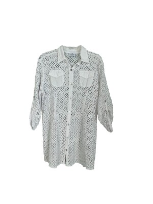 Theodora White Eyelet Lace Sheer Dress Positano Italy Womens Size XL
