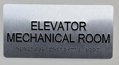 Elevator Mechanical Sign Silver-Tactile Touch...( Brush Silver,Size 4x8)