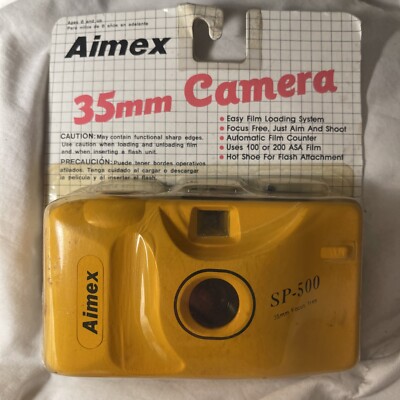 VINTAGE NEW Yellow  Aimex Camera SP-500 Focus Free 35MM Color, Made in Thailand