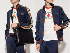 DOLCE & GABBANA Wool Pinstripe Jacket Stripes Logo Plate Sport Blouson S