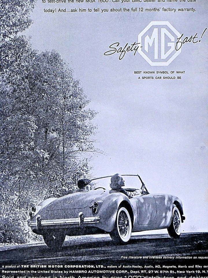 1960 MG 1600 Poetry In Motion Vintage No Border Original Print Ad 8.5 x 11" - Image 2 of 4