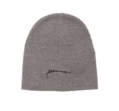 Allsaints Mens Beanie Embroidered Script Logo Gray One Size 