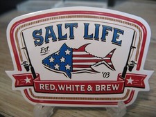 Salt Life Decal - 2.75 Surface Mount Vinyl Sticker - Red White Brew Sad983