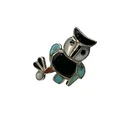 Vintage Native American Silver Onyx Multi-Stone & Shell Inlay Owl Ring, size 6.5