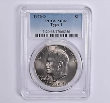 MS65 1976-D Type 1 Eisenhower Dollar Ike PCGS Blue Lbl