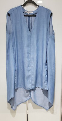 RACHEL ROY Tencel Chambray VNeck Denim Dress Womens Size Large | eBay