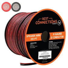 8 Gauge 100 Feet Red Black Speaker Wire Zip Cable Car Stereo Home Audio