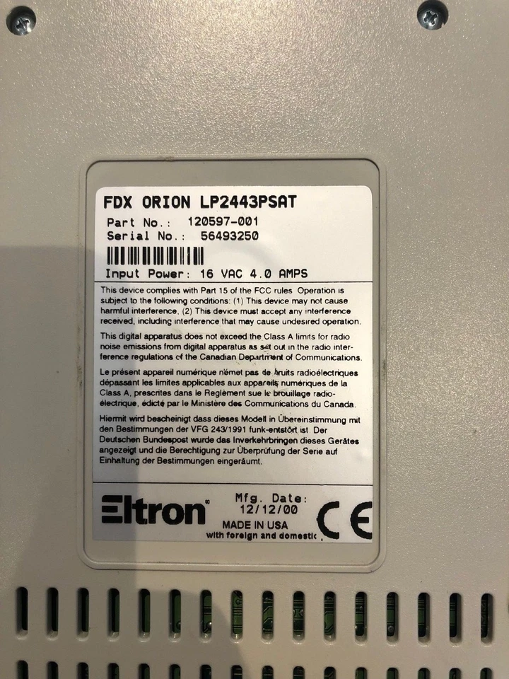 Zebra Eltron LP2443 Serial Direct Thermal Label Printer & Adapter - Image 2 of 2