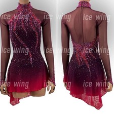 Ice Figure Skating Dress Rhythmic Gymnastics Twirling Competition red dyeing