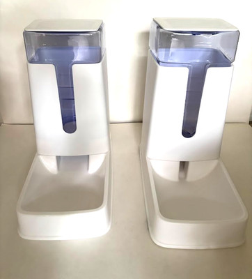 Hipidog - 2 Packs Automatic Dog-Cat 1 Gallon Feeder and Waterer Dispensers White