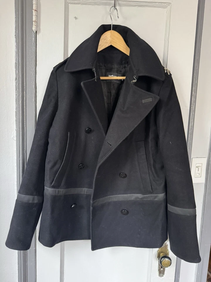 Just Cavalli Men's Vintage Pea Wool Coat Jacket Size 50 - Image 3 of 4