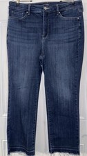 NYDJ 14 Marilyn Straight Raw Edge Crop Length Medium Wash Jeans 14