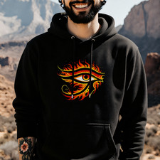Eye of Ra Fiery Hoodie  Ancient Egyptian Sun God Symbol Unisex Pullover V3