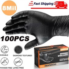 Multifunctional Nitrile Disposable Gloves 8 Mil Raised Diamond Texture BLACK