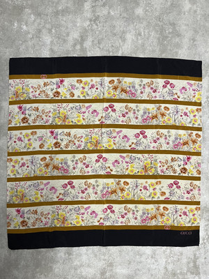 Gucci Silk Scarf Floral Striped Print