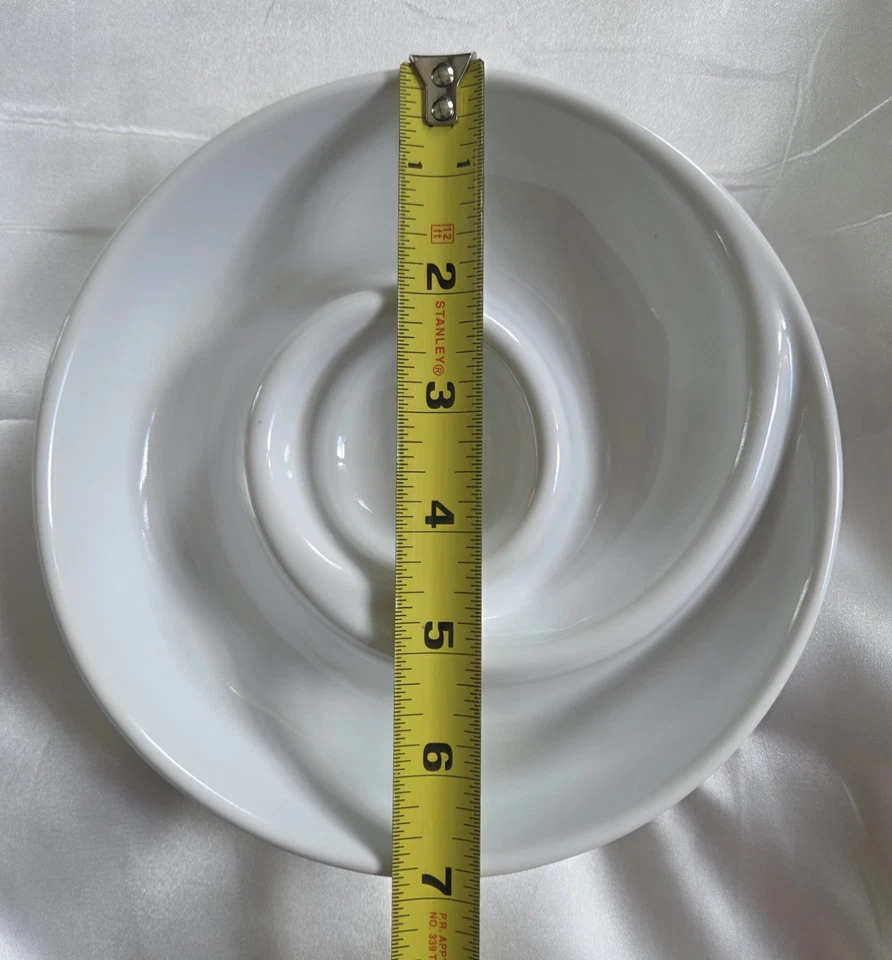 Pottery Barn Swirl Appetizer Plates Dip Round  7" White Porcelain Stackable (3) - Image 3 of 4