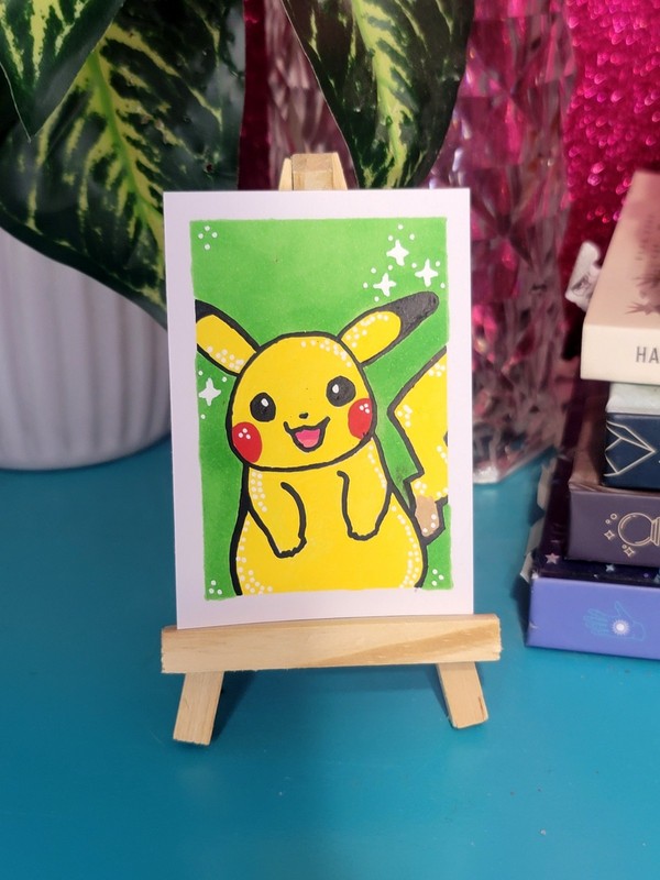 ACEO Original Pikachu Pokemon Illustration Artist Trading Card By LoveYourMail