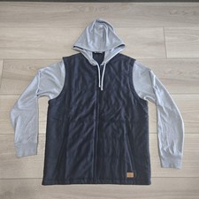 Travis Mathew Jacket Mens Large Blue Gray Hooded Quilted Scavenger Full Zip Golf