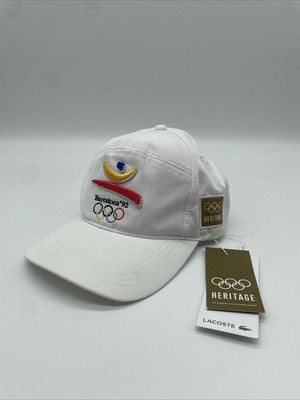 Lacoste Olympics Heritage Barcelona '92 Erwachsene Cap Weiß Multi Größe S Neu mit Etikett