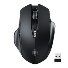 Ergonomic Rechargeable Wireless Mouse, 2.4GHz, 4 DPI Levels, Matte Black Finish