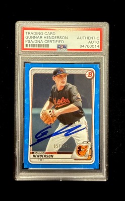 2020 Bowman Prospects Gunnar Henderson Psa Auto Orioles Bp134 Blue 