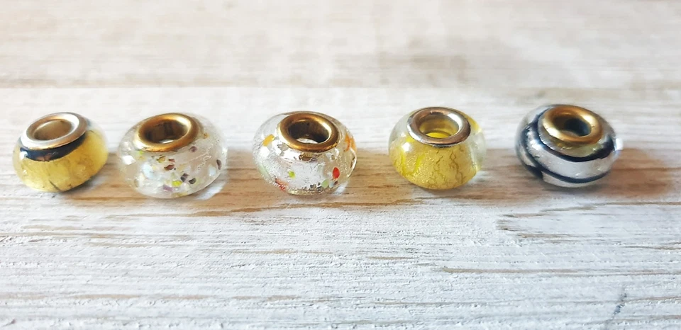 Mezcla Ecléctica 20 Cuentas Deslizables Estilo Pandora/Murano Vidrio/Metal/Estrás/Esmalte Foto 4 de 4