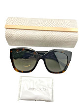NEW Jimmy Choo Leela Women's Sunglasses 55MM Havana Brown Tortoise ITALY w/Case