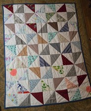 Vintage Handmade Hand Sewn Quilt Patchwork 68" Long x 47" Wide