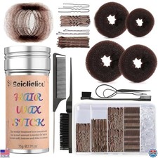 224Pcs Hair Styling Kit: Wax Stick, Elastics, Clips, Buns, Combs  Storage Box