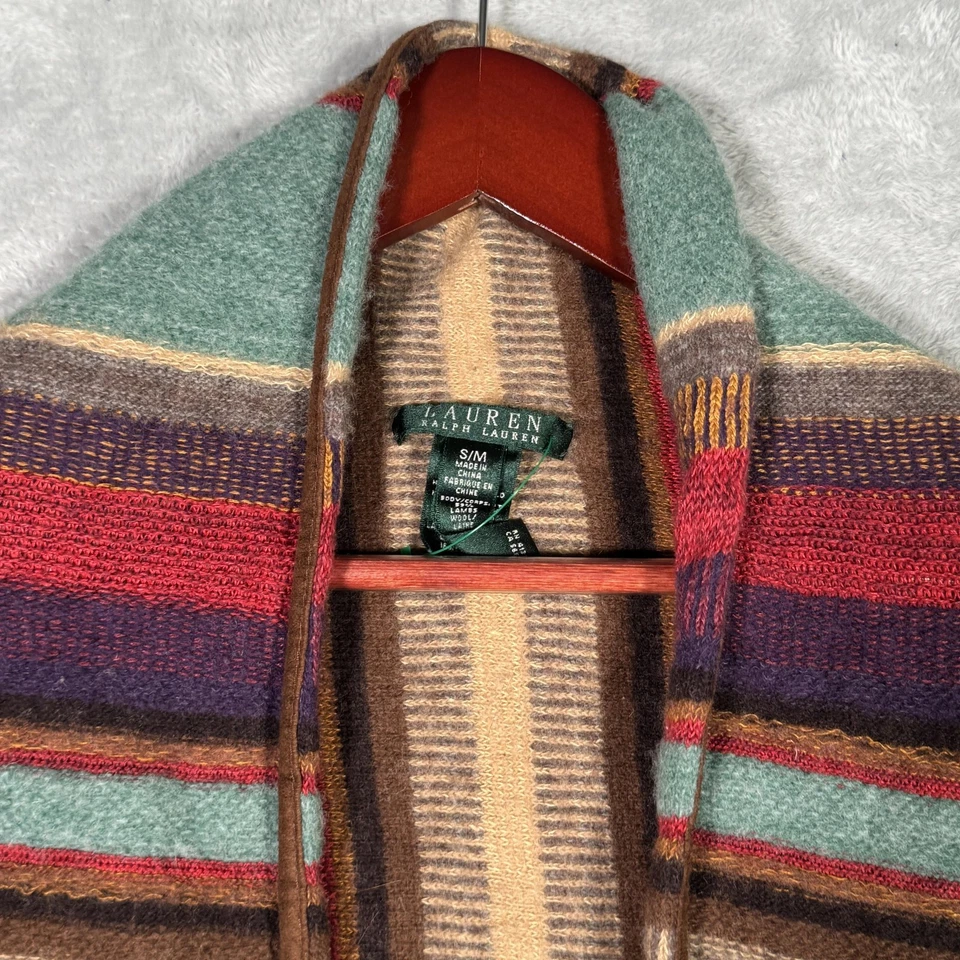 Suéter Lauren Ralph Lauren Mujer S/M Multicolor Rayas Lana Lino Cárdigan Foto 2 de 4