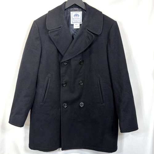 US Navy Issued Peacoat Military Authentic DSCP Thick Wool Men 46 L Black USN - product listing photo