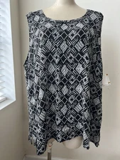 NWT Kasper Women’s 3X Black White Sleeveless tank Top $69