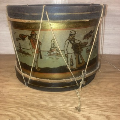Vintage Tin Boy Scout Drum Litho Metal Noble & Cooley READ