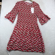 Stella McCartney Kids Cherry Print Dress Smocked Bell Sleeve Girls 14 NWT