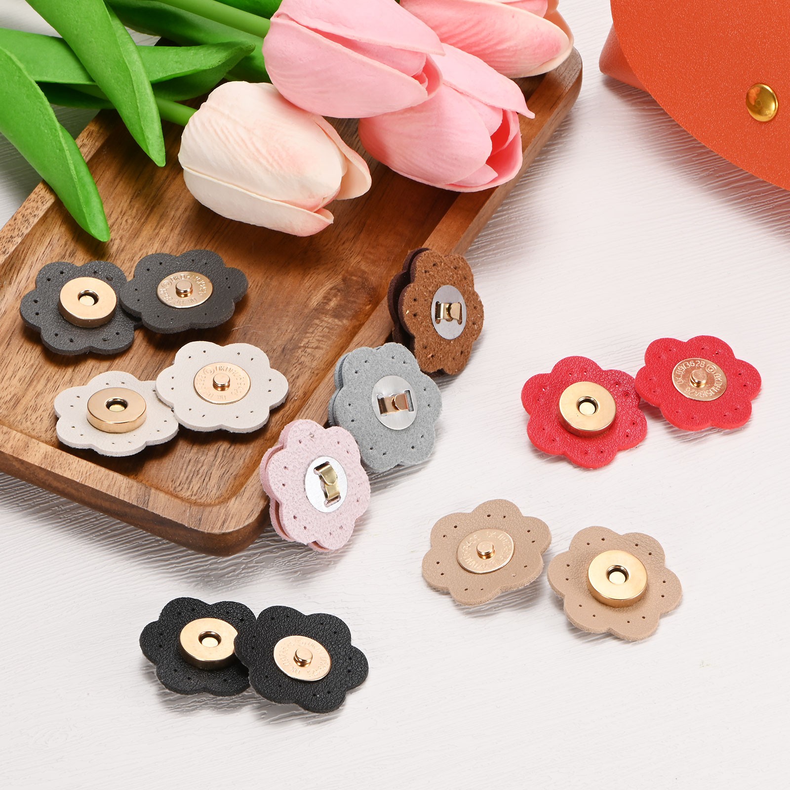 6Set Leather Snaps Buttons, Magnetic Snap Closures for Handbag/Purses [White]