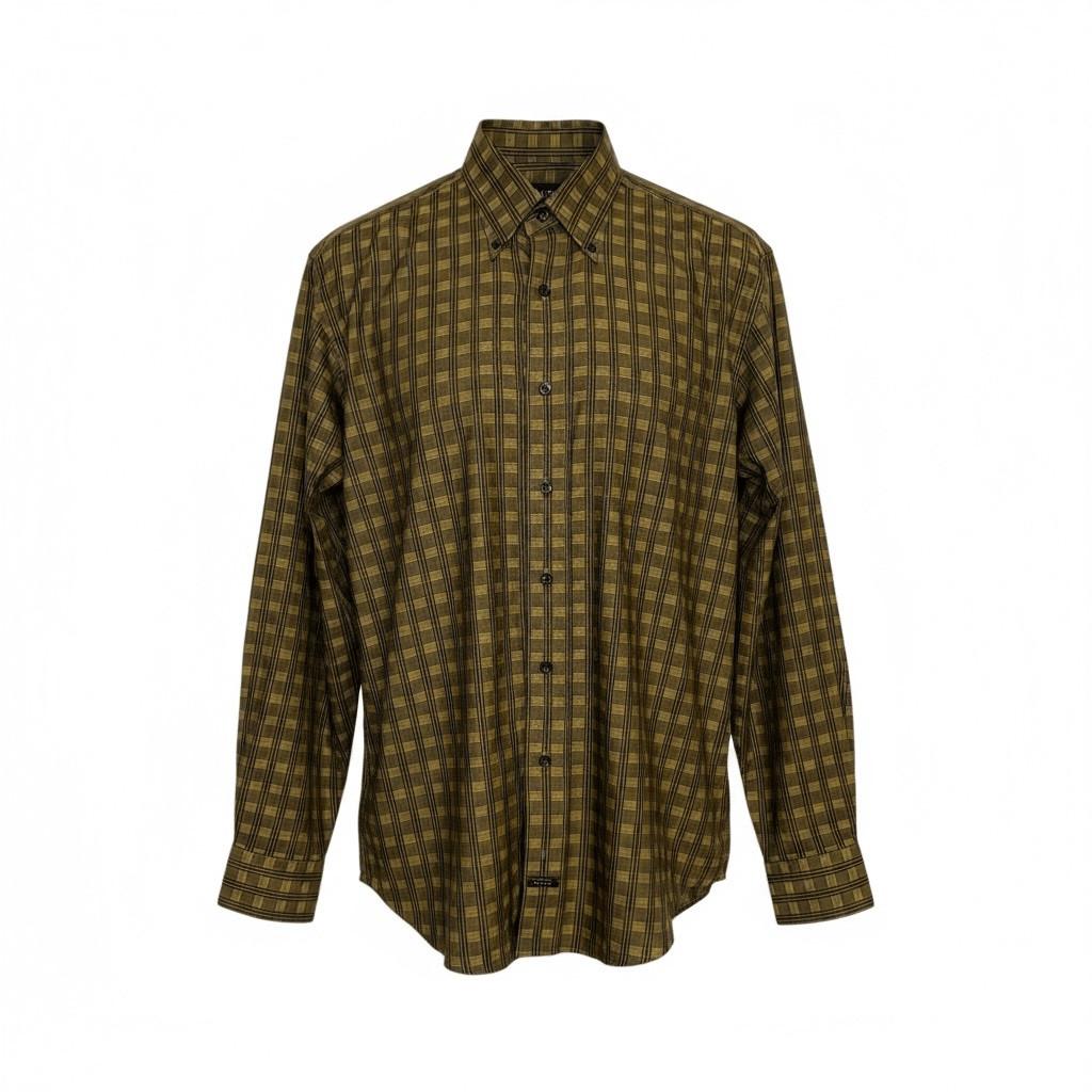 Robert Talbott Green Check Button Down Shirt Size… - image 1